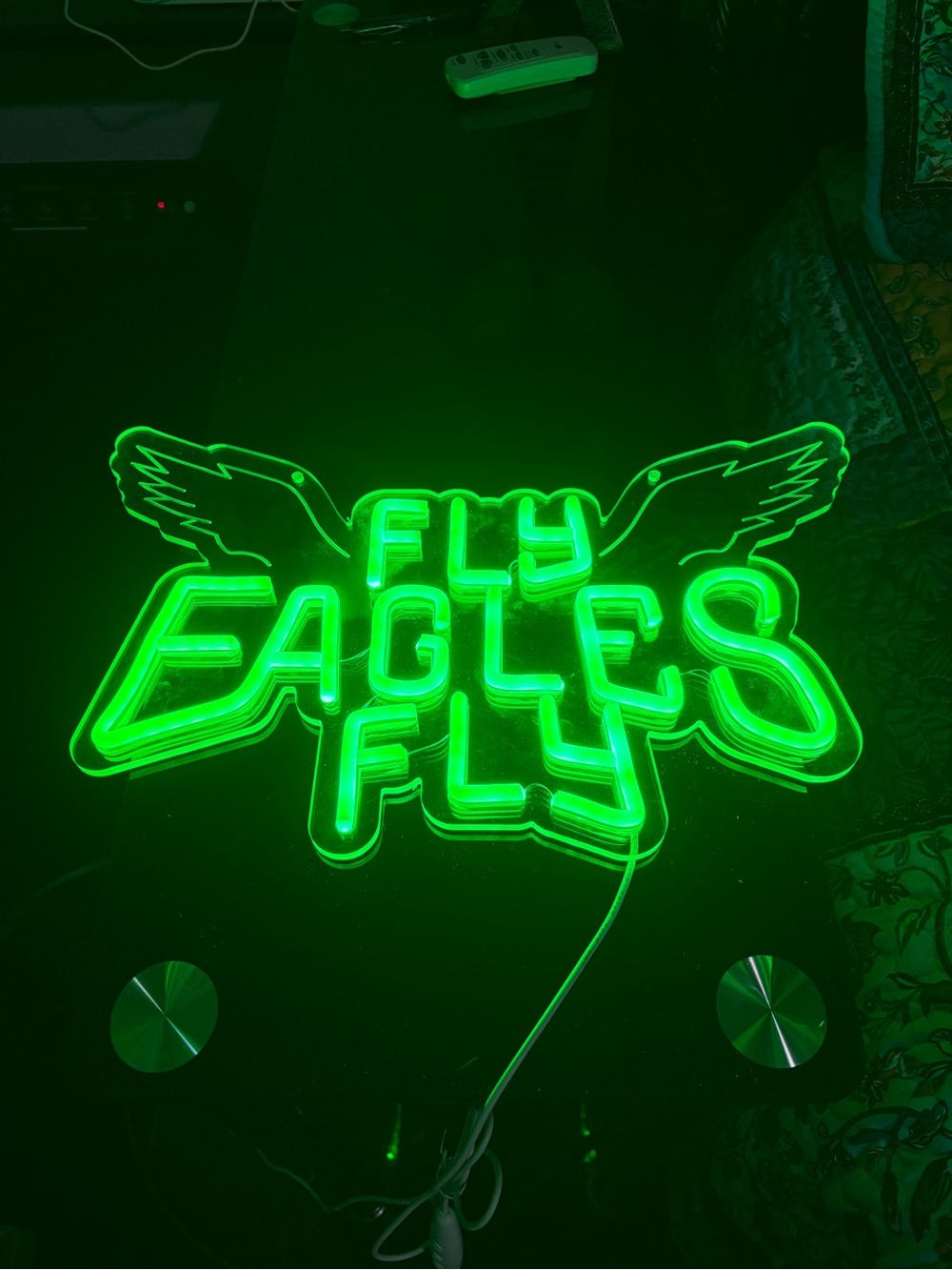 Green "Fly Eagles Fly" LED Sign